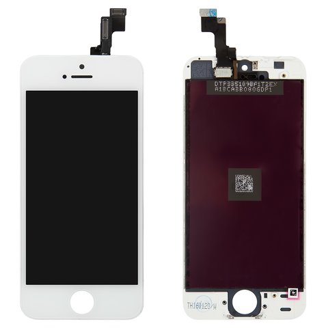 Дисплей для iPhone 5S, iPhone SE, білий, з рамкою, Copy, Tianma