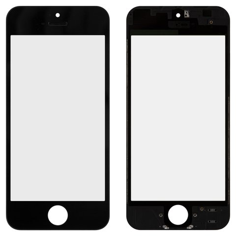 Скло корпуса для iPhone 5, з рамкою, чорне
