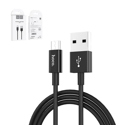 USB кабель Hoco X23, USB тип A, micro USB тип B, 100 см, 2 A, чорний, #6957531072843