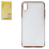 Чохол Baseus для iPhone XS Max, золотистий, прозорий, пластик, #WIAPIPH65-DW0V