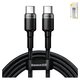 USB кабель Baseus Cafule, 2xUSB тип-C, 200 см, 100 Вт, 5 А, чорний, сірий, #CATKLF-ALG1