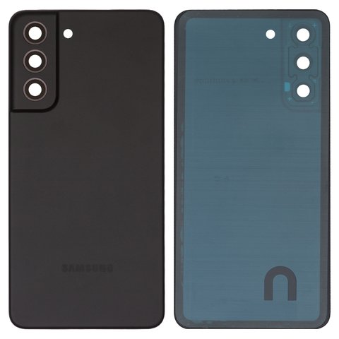 Задня панель корпуса для Samsung G990B Galaxy S21 FE 5G, сіра, із склом камери, graphite