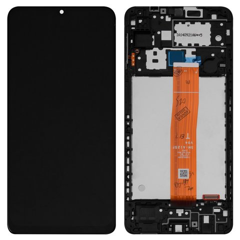 Дисплей для Samsung A125F Galaxy A12, черный, с рамкой, Оригинал переклеено стекло , A125F V04 1540410367