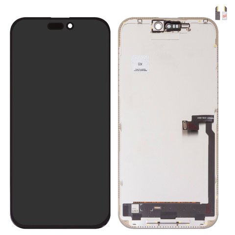 Дисплей для iPhone 16 Pro Max, чорний, з рамкою, High Copy, без мікросхеми, OLED , GX OEM hard