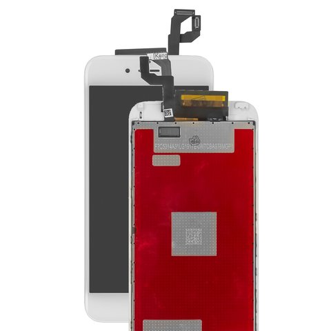 Дисплей для iPhone 6S, белый, с рамкой, переклеено стекло