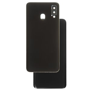 Panel trasero de carcasa puede usarse con Samsung A205F DS Galaxy A20, negra, con vidrio de cámara