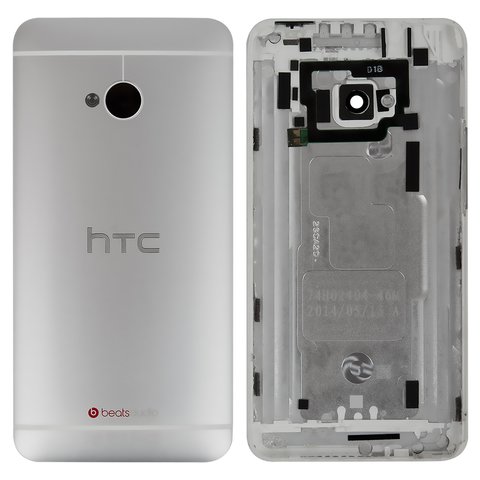 Housing Back Cover compatible with HTC One M7 801n, silver 