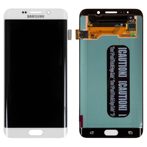 LCD compatible with Samsung G928 Galaxy S6 EDGE Plus, white, original change glass 