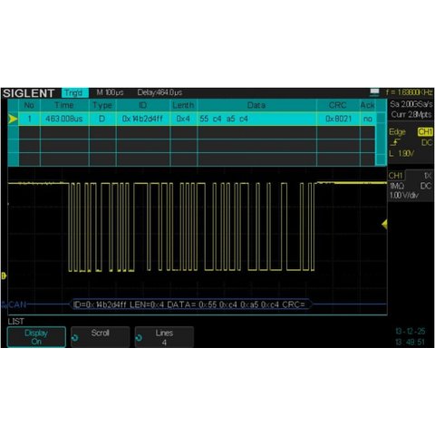 Software SIGLENT SDS 2000X DC para decodificar señales IIC, SPI, UART RS232, CAN, LIN