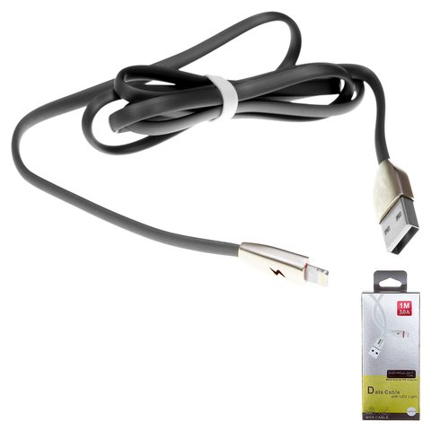 Cable USB Konfulon S54, USB tipo A, Lightning, 100 cm, 3 A, gris