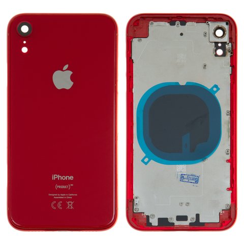 Housing compatible with iPhone XR, red, with SIM card holders, with side buttons 
