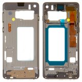 Parte media de carcasa puede usarse con Samsung G973 Galaxy S10, blanco, con botones laterales, marco para fijar pantalla