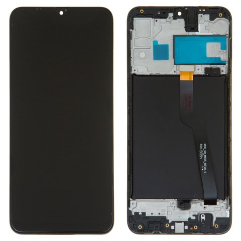LCD compatible with Samsung A105FN DS Galaxy A10, black, with frame, original change glass 