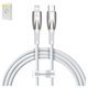 Cable USB Baseus Glimmer, USB tipo C, Lightning, 100 cm, 20 W, blanco, con revestimiento de nylon, con indicador, #CADH000002