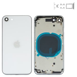 Housing compatible with iPhone SE 2020, white, with SIM card holders, with side buttons 