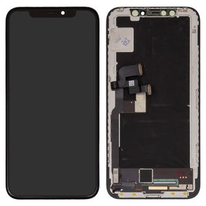 LCD compatible with iPhone X, black, with frame, change glass, with camera and proximity sensor plastics 