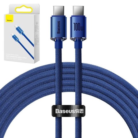 USB Cable Baseus Crystal Shine Series, 2xUSB type C, 200 cm, 100 W, dark blue, nylon braided  #CAJY000703