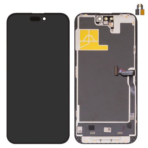 LCD compatible with iPhone 14 Pro Max, black, with frame, HC, without error, OLED , DD OLED OEM soft, 120Hz, diagnosable 