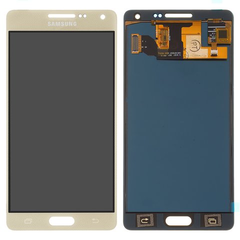 LCD compatible with Samsung A500 Galaxy A5, golden, without adjustment of light, without frame, Copy, TFT  