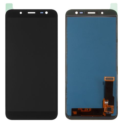 LCD compatible with Samsung J600 Galaxy J6, black, with light adjustable, without frame, Copy, TFT  