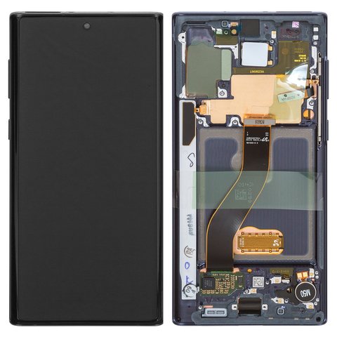 LCD compatible with Samsung N970F Galaxy Note 10, black, with frame, Original, service pack  #GH82 20818A
