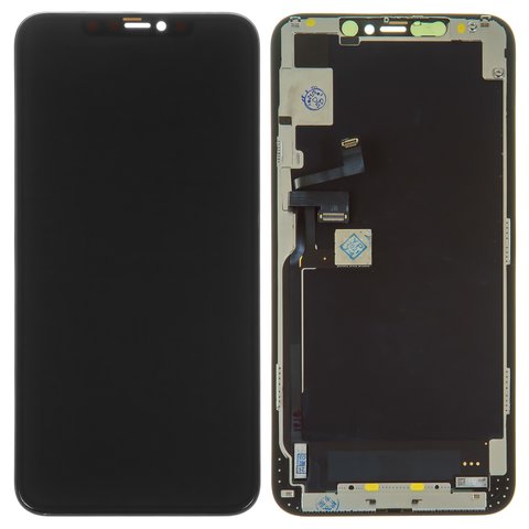 Дисплей для iPhone 11 Pro Max, черный, с рамкой, переклеено стекло