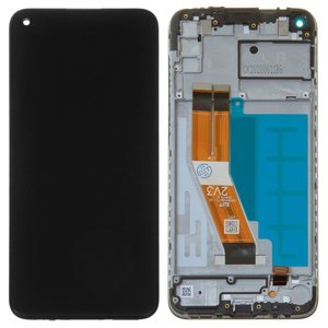 LCD compatible with Samsung A115 Galaxy A11, M115 Galaxy M11, black, with frame, Original PRC  