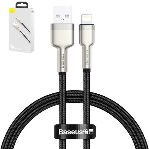 USB Cable Baseus Cafule Series Metal, USB type A, Lightning, 100 cm, 2.4 A, black #CALJK A01