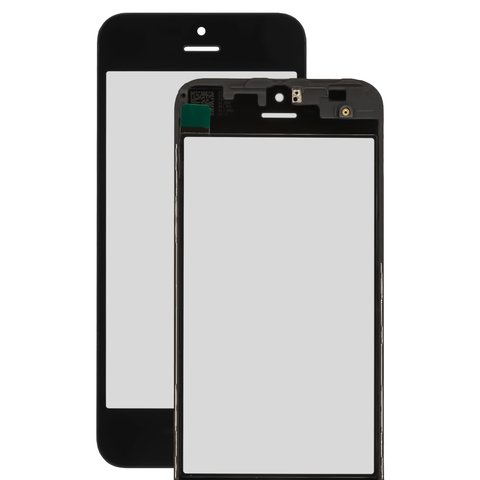 Vidrio de carcasa puede usarse con iPhone 5S, iPhone SE, con película OCA, con marcos, negro