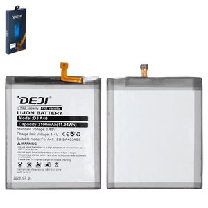 Batería Deji EB BA405ABE puede usarse con Samsung A405F DS Galaxy A40, Li ion, 3.85 V, 3100 mAh