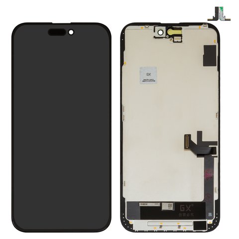 Pantalla LCD puede usarse con iPhone 15 Plus, negro, con marco, HC, OLED , GX OEM hard