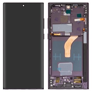 Pantalla LCD puede usarse con Samsung S908B Galaxy S22 Ultra 5G, morado, con marco, High Copy, OLED 