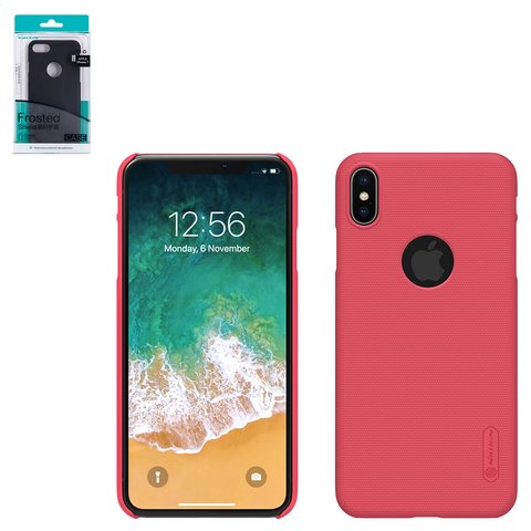 Чехол Nillkin Super Frosted Shield для iPhone XS Max, красный, с подставкой, с отверстием под логотип, матовый, пластик, #6902048164703