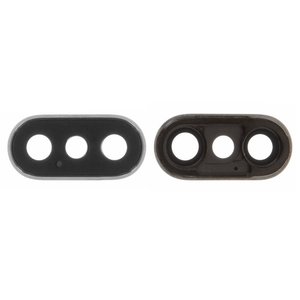 Скло камери для iPhone X, сріблясте, з рамкою