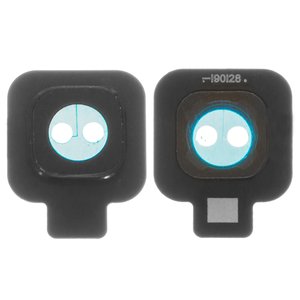 Скло камери для Samsung J415 Galaxy J4+, чорне, з рамкою