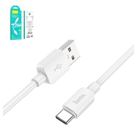 USB кабель Hoco X96, USB тип C, USB тип A, 100 см, 27 Вт, 3 A, білий, #6931474799098