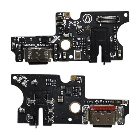 Шлейф для ZTE Blade V60, Blade V60 Design, Blade V60 Vita, коннектора зарядки, с компонентами, High Copy, плата зарядки, black