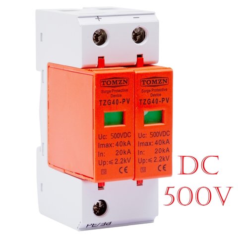 Пристрій захисту від імпульсних перенапруг TOMZN TZG40 PV, 2P, 500 В, PV