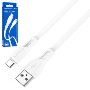 USB кабель Borofone BX85, USB тип C, USB тип A, 100 см, 3 A, білий, #6974443387124