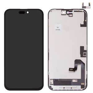 Дисплей для iPhone 16 Plus, черный, с рамкой, HC, без микросхемы, OLED , GX OEM hard