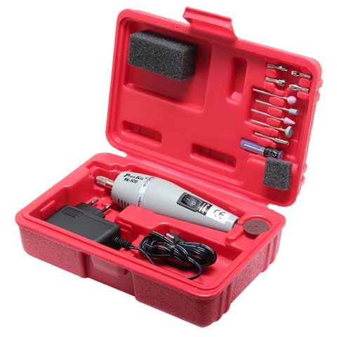 Мини-дрель с насадками и адаптером Pro'sKit 1PK-500B-2
